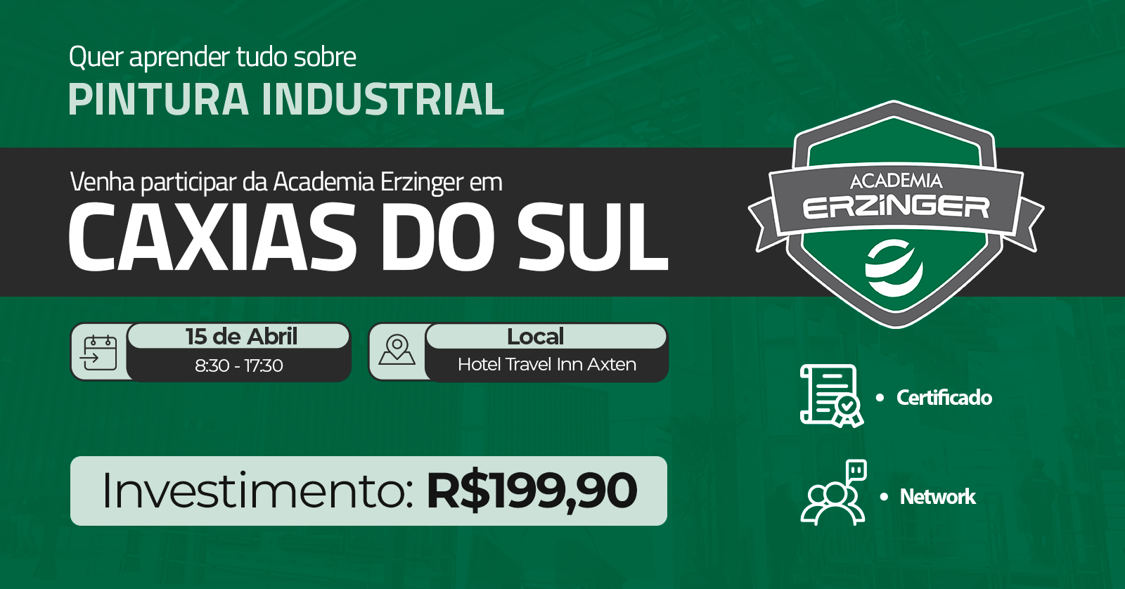 CAXIAS DO SUL: Inscrições abertas para a Academia de pintura e pré-tratamento!